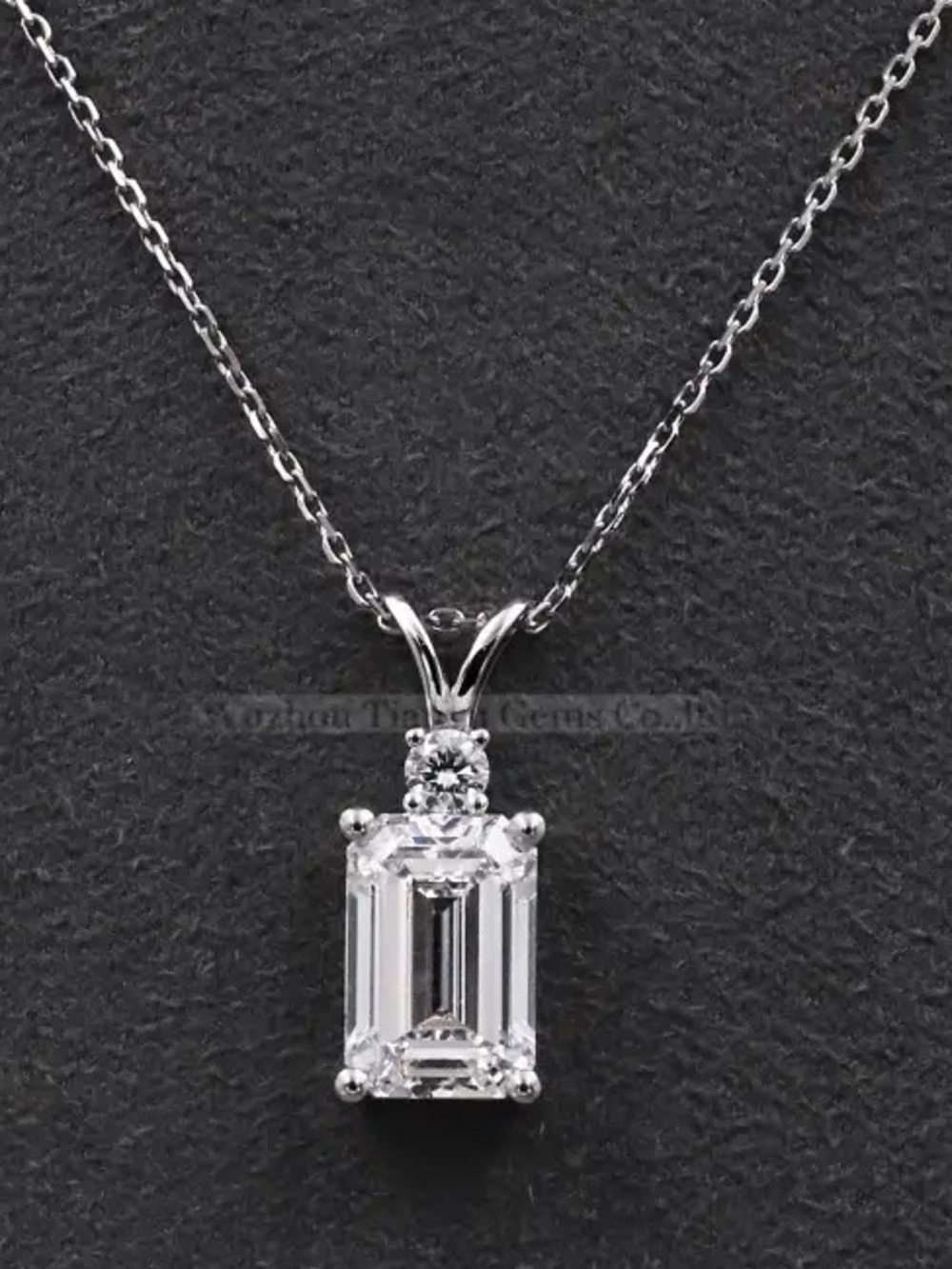 White Emerald-Cut Diamond Pendant Necklace